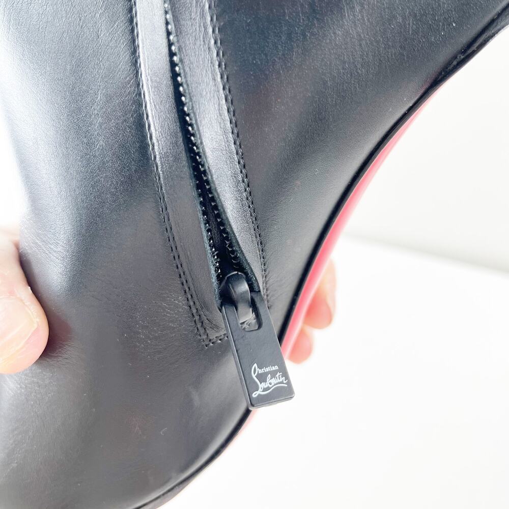 Christian Louboutin Eleonor 85 Leather Ankle Boots Booties Black 39 - Picture 11 of 12